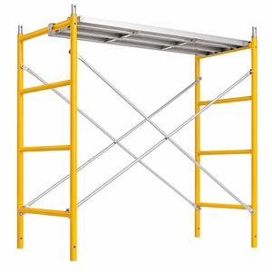 Ponteggio Portatile Regolabile con Telaio Verniciato Giallo e Pedana in Alluminio per Lavori di Riparazione Muraria Residenziale - Product Image 5