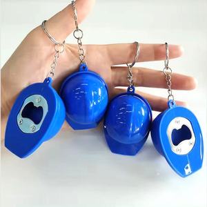 Custom Logo Helmet Bottle Opener Keychain Personalized 3D Blank Mini Plastic Hard Hat <b>Key</b> <b>Chains</b> - Product Image 2