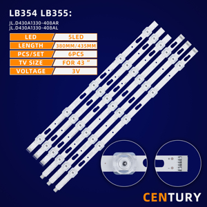 Barre de rétroéclairage LED pour téléviseur Samsung 43 pouces, 5/5 LED/pièce, température de couleur 4100K/2700-6500K, corps en aluminium, JL.D430A1330-408AL-M_V02, bandes - Product Image 2