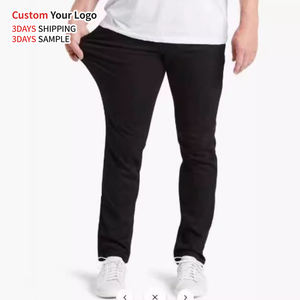 Jeans en denim stretch coupe slim OEM, micro-élastiques, coupe droite, bleus, style empilé, streetwear pour hommes - Product Image 3