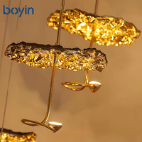 Lustre suspendu de luxe personnalisé, lampe suspendue pour escalier, allée, lustre en forme de feuille de lotus, hôtel, salon, salle d'exposition