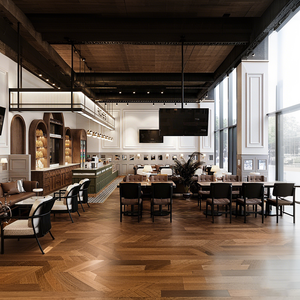 Retro luxe stijl boetiek koffiebar met ingebouwde boogvormige schappen en open werkblad, totaal ontwerp - Product Image 2