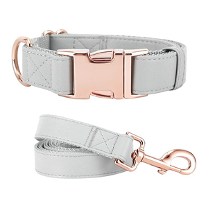 Conjunto de correa de cuello de perro de moda de lujo impermeable suave cuero vegano hebilla de oro rosa duradero elegante para perros pequeños medianos grandes - Product Image 1