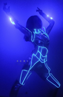 Costumes de scène pour femmes adultes, costumes de danse LED lumineux, tenues de spectacle de lumière froide, vêtements de performance commerciale, 100%