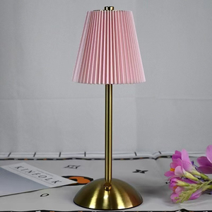 Pink Crystal <b>Shade</b> Brass Base E26 AC LED Push Button Switch Modern Style <b>Small</b> Size Bedroom Decorative Table <b>Lamp</b> - Product Image 2
