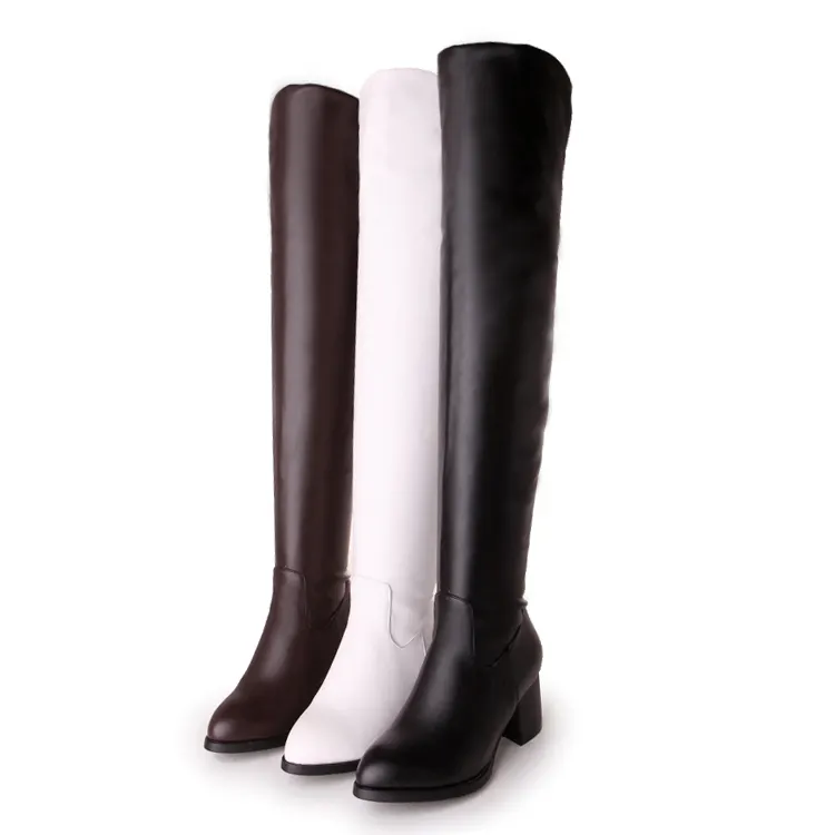 Winter High Heel Side Zippers Versatile Leisure Lady's Knee-high Boots