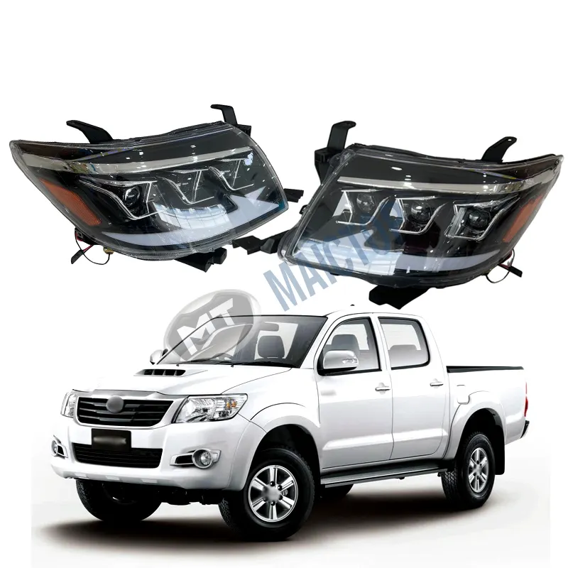 Maictop Acessórios Do Carro Facelift 3 Lens Front Led Farol Head Light para Hilux Vigo 2012 2013 2014