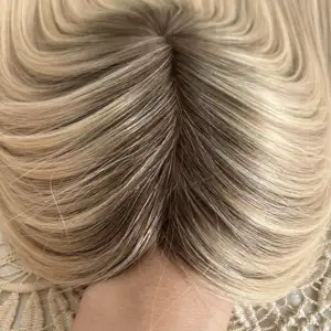 Grosir rambut Rusia keluaran baru rambut palsu wanita dasar renda Topper rambut Virgin manusia wig Harga Murah warna sorot untuk wanita