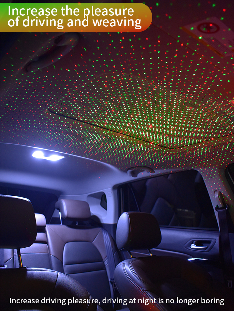 Car USB Led Starry Sky Projector Lamp Accessories Interior Decorative Car Roof Top Ceiling Star Light