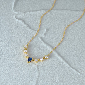 Collier ras du cou CANNER en argent sterling 925 plaqué or avec pendentif zircon en forme de goutte d'eau bleue, cadeaux - Product Image 3