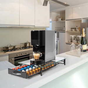 Tiroir de rangement pour dosettes de café, support en métal et verre pour 40 capsules, pour machine à café avec pieds - Product Image 5