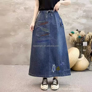 <span class=keywords><strong>Jupe</strong></span> <span class=keywords><strong>en</strong></span> <span class=keywords><strong>jean</strong></span> tissée taille haute pour femme, style décontracté, couleur unie, motif denim - Product Image 4