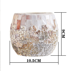 Crackle Glass Stained Glass Mosaic Design portacandele fatto a mano con candela per ornamenti natalizi - Product Image 5