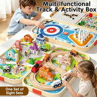Ensemble de construction de train en bois avec valise, voitures et bâtiments pour scènes de ville, jeu d'imitation pour tout-petits et enfants, certifié CE CPC, vente en gros, OEM, personnalisable