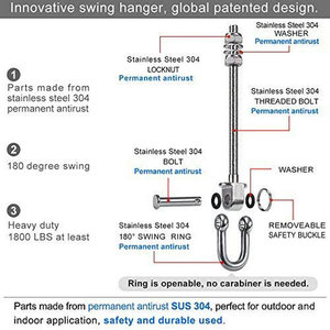 Chaise de hamac de yoga à <span class=keywords><strong>poutre</strong></span> en <span class=keywords><strong>bois</strong></span> et en acier inoxydable robuste sac de frappe porche balançoire ensembles crochet de <span class=keywords><strong>suspension</strong></span> - Product Image 4