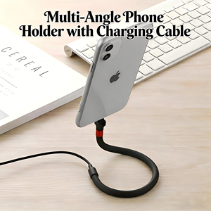 Support de téléphone flexible et moulable, câble de charge, charge rapide 2,4 A, 360 °   Conception à pliage libre pour un soutien stable pendant le streaming - Product Image 1
