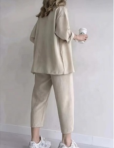 Conjunto Casual de Dos Piezas para Mujer, Primavera, Manga Larga, Color Sólido, Traje de Moda, Camisa y Pantalones de Cintura Alta, Conjunto de Oficina para Otoño - Product Image 6