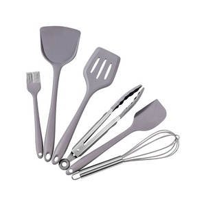 Wholesale 7pcs <strong>Kitchen</strong> Non-Stick Cooking <strong>Accessories</strong> Heat Resistant Green Pink <strong>Grey</strong> Silicone Spatula Spoon <strong>Kitchen</strong> Utensils Set - Product Image 6
