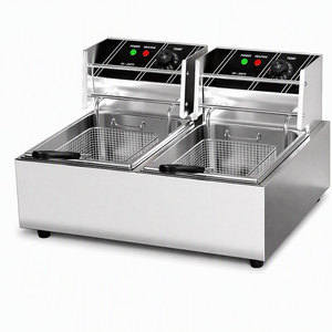 <span class=keywords><strong>Friteuse</strong></span> électrique double cuve 12L en acier inoxydable pour comptoir, idéale pour les frites de restaurant - Product Image 1