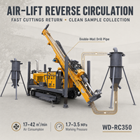 WD-RC350 Foreuse à circulation inversée sur chenilles pour forage de 350 m, 105-400 mm, pour l'exploration minière et les forages profonds