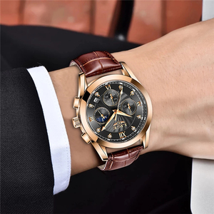 Pour <span class=keywords><strong>LIGE</strong></span> <span class=keywords><strong>2021</strong></span> Top marque hommes Sport <span class=keywords><strong>montre</strong></span> bracelet en cuir Quartz affaires horloge avec affichage de la Date pointeur mâle mode cadeau - Product Image 5