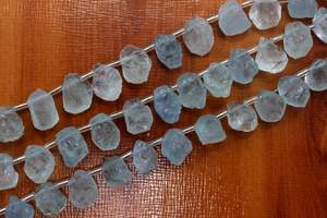 Striking 1 Strand Natural Aquamarine Gemstone Uneven Shape <b>Top</b> Side Drill Rough March Birthstone <b>Blue</b> Color - Product Image 6
