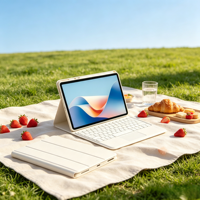 Étui de clavier antichoc en cuir PU bleu compatible avec iPad 10.9 2022, pavé tactile détachable et support pour stylet