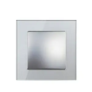 EU Standard Silver Grey Color Glass panel Electric Wall Switch Doorbell Momentary Reset Pulse Switch