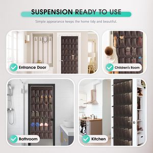 Over The Door <b>Shoe</b> Organizer 35 Pockets Breathable Mesh Hanging <b>Storage</b> For <b>Shoes</b> Behind Doors On Walls Coffee Color - Product Image 5