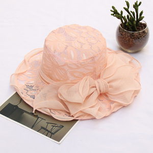 Chapeau de cérémonie Kentucky Derby pour femme, à large bord, orné de feuilles et de fleurs, idéal pour les mariages et les enterrements de vie de jeune fille - Product Image 3