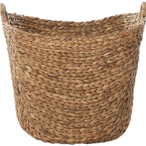 Grande cestino portaoggetti in tessuto fatto a mano con maniglie ad anello 20x18x19 pollici, marrone - Product Image 4