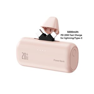 도매 사용자 정의 2 에서 1 5000mAh 미니 캡슐 두 인터페이스 PD 20W 고속 충전 휴대용 전원 은행 - Product Image 1