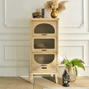 INNOVA Mueble de Almacenamiento con Cajones y Puerta de Vidrio, Estilo Rústico, Madera Natural, para Sala de Estar, Hotel o Entrada - Product Image 1