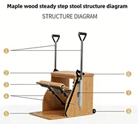 Chaise de stabilité en bois d'érable et alliage d'aluminium Modèle 008 pour Pilates Reformer, Studio de Yoga, Cadillac Correcteur, Équipement de fitness corporel