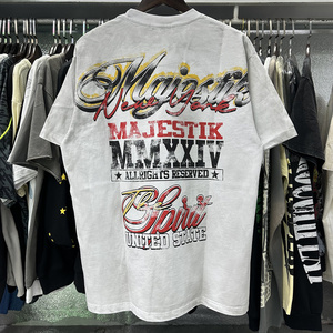 T-shirt <span class=keywords><strong>da</strong></span> <span class=keywords><strong>Uomo</strong></span> di Alta Qualità con Stampa DTG a Motivo Atleta, Maglietta Pesante con Effetto Diamantato e Lavaggio Acido, Abbigliamento Designer Majestik - Product Image 6