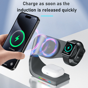 สถานีชาร์จไร้สาย<span class=keywords><strong>แบ</strong></span>บแม่เหล็ก15W 4-in-1พร้อมที่จับสำหรับ iPhone <span class=keywords><strong>Watch</strong></span> สำหรับอุปกรณ์มือถือ airpods - Product Image 5