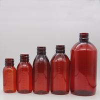 Bouteille vide en PET ambré de 150 ml sans BPA, anti-déversement, pour médicaments liquides (sirop contre la toux), avec bouchon inviolable et impression sérigraphique