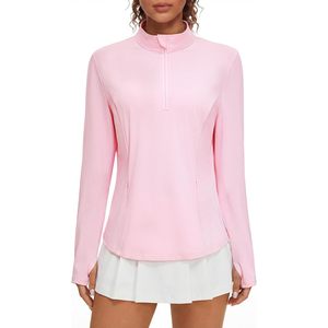 Camiseta Deportiva de Manga Larga con Cierre de Cremallera para Mujer, Camiseta de Golf con Protección Solar UPF 50+ y Absorción de Humedad - Product Image 1