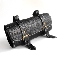 MJMOTO Mini sac à outils de moto en cuir de qualité rétro imprimé crocodile Sac de moto étanche Sac de selle de moto résistant à l'usure