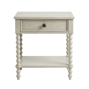 โต๊ะข้างเตียงสีครีมโบราณ 1 ลิ้นชักพร้อมชั้นวางของ - Product Image 2