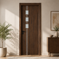 Porte intérieure en WPC haut de gamme avec motifs gravés délicats et verre incrusté, idéale pour le salon, certifiée ISO