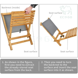 Chaises de mer en <span class=keywords><strong>bambou</strong></span> pliables et portables Plage extérieure en bois - Product Image 3