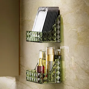 Kabine saklama kutusu duvara monte yumruk ücretsiz ev banyo kozmetik organizatör ruj makyaj fırçası tutucu