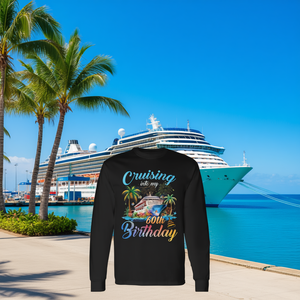 T-shirt a maniche lunghe per il mio 60° compleanno, maglietta per la festa di famiglia a bordo della nave da crociera - Product Image 3