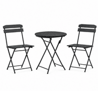Table ronde compacte pour balcon et toit, ensemble de conversation d'extérieur avec plateau à lattes, léger, idéal pour petit appartement et maison urbaine