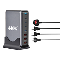 Adaptor Charger GaN Multifungsi Portabel untuk Perjalanan, Ramah Lingkungan, dengan Colokan Dinding US EU UK AU, Stasiun PD QC untuk MacBook iPad