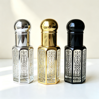 Flacon de parfum octogonal de 3 ml, 6 ml, 12 ml avec revêtement laser, flacon d'huile essentielle en verre cristal de luxe, atomiseur portable rechargeable pour les voyages
