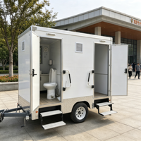 Remorque de toilettes portable antidérapante avec poignées de porte en acier inoxydable pour les festivals de musique en bord de mer