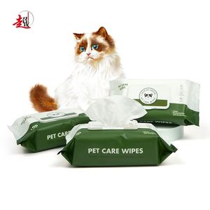100 pièces luxe écologique biodégradable chat lingettes humides pour les doigts Logo personnalisé coton biologique Polyester grand sac d'emballage pour chien - Product Image 4