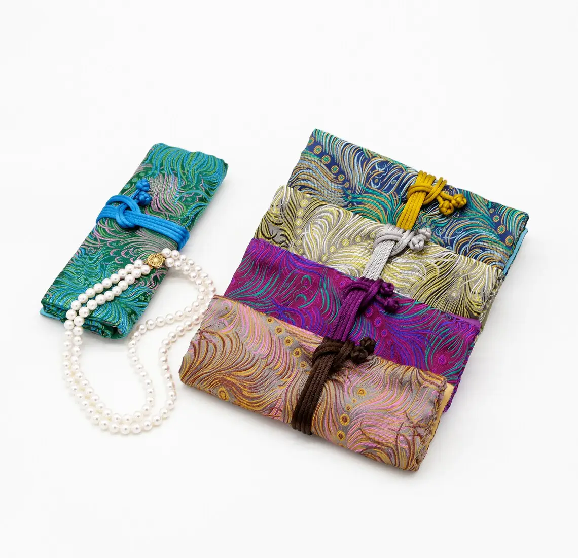 Impresión personalizada de joyería embalaje rollo de viaje collar bolsa de almacenamiento al por mayor